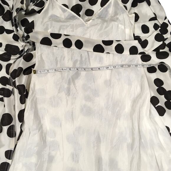 Banana‎ Republic Wrap Dress 100% Silk White Brown Polka Dot Cap Sleeve Women's 0 - Picture 6 of 16